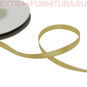 Лента атласная  6 мм  цв.186 светлое золото рул. 27,42м