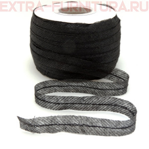 Лента нитепрошивная клеевая, по косой с нитью, арт.5715B шир. 15мм цв.черный,уп. 100 м