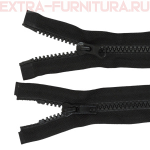 Молния Трактор Т5 2 замка, дл.55 см, цв.черный, усил. звено (кл.А)