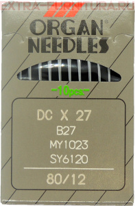 Иглы Organ высокоскоростн.оверлок (DC*27/80) для ПШМ № 80/12, уп.10шт.