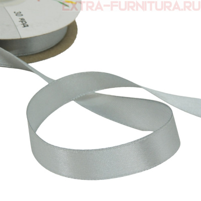 Лента атласная 12 мм цв. 179 серебро рул. 27,42м
