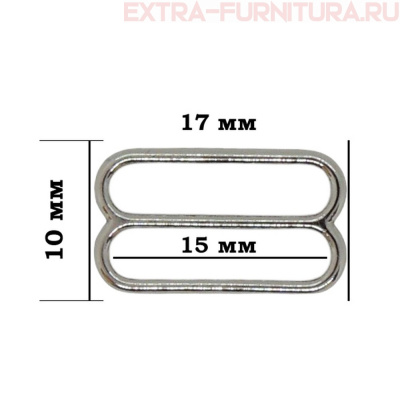 Пряжка-регулятор для бюстгальтера, металл арт.TBY-815, шир.15мм, цв.никель, уп.100шт